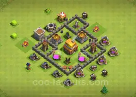 Maxed TH4 Farming Base - Anti Everything for Clash of Clans #7014