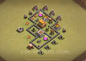 Best TH4 War Base 2024 - Max Levels & Link for CWL #7017