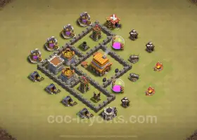 Best TH4 War Base 2024 - Anti Everything with Link #7020