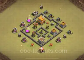 Top TH4 War Base 2024: Anti-Everything with Link! #7022