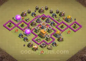 Best TH6 War Base 2024 - Anti Everything Layout & Link #7037