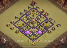 Melhor Base de Guerra Anti 2 Estrelas TH7 2024 - Link de cópia incluído #17656