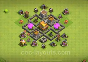 TH4 Farming Base - Híbrido AntiTudo para Clash of Clans #18009