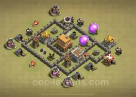 La mejor base de guerra Anti 2 Star TH4: copiar enlace y estrategia #18045