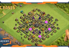 I migliori layout di base ibrida TH9 per agricoltura e difesa - Clash of Clans #18048