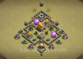 Best TH4 Anti 2 Stars War Base - Hybrid Layout & Link #18052