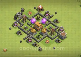 TH4 Anti-Everything Hybrid Farming Base - Clash of Clans #18070