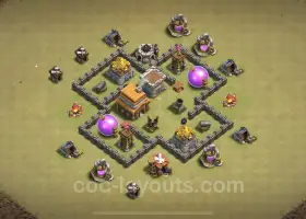 Beste TH4 Anti 3 Stars War Base - Hybrid CWL Base Link #18088