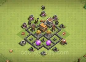 TH4 Trophy Base Design - Hybrid layout för Clash of Clans #18093