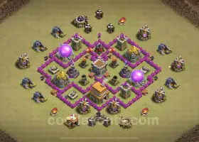 Beste TH6-Kriegsbasis: Anti-Luft-Hybrid | Maximales Level mit Link #18427