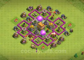 Cópia Base Top TH6 - Híbrido Anti 3 Estrelas para Clash of Clans 2024 #18470