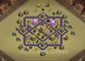 Top Anti 2 Stars War Base TH7 with Link - Clash of Clans #18637