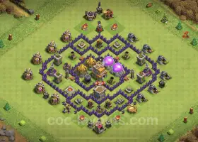 TH7 Farming Base - Anti 3 Star Hybrid | Clash of Clans #18642