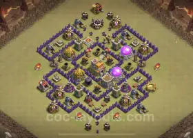 Best TH7 Anti-3 Stars Hybrid War Base with Link - COC #18697