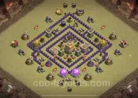 Base de guerra anti-3 estrelas TH7 superior para Clash of Clans #18706