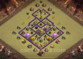 Top Anti 2 Stars TH7 War Base Copy 2024 - Clash of Clans #18728