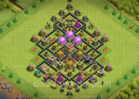 TH8 Farming Base: Anti 2 Stars Hybrid Design for COC 2024 #18896