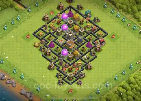 Top Hybrid Anti-Dragon TH8 Base Copy for Clash of Clans 2024 #18918