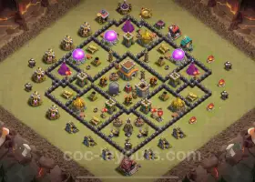 Best Anti 2 Stars TH8 War Base Copy with Link (2024) #18952