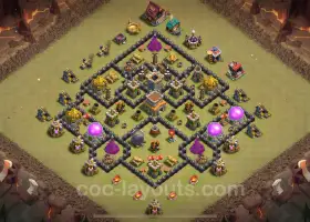 Best Anti 2 Stars TH8 War Base 2024 - Hybrid with Link #18957