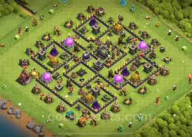 Best TH9 Farming Base 2024: Anti-3 Star Hybrid Design #19312