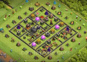 Farming Base TH9 Copy: Anti 3 Stars Hybrid - Clash of Clans #19315