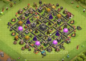 Best Anti 2 Stars TH9 Base | Hybrid Defense 2024 #19359