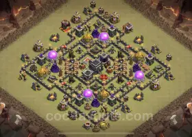 Best Anti 2 Stars TH9 War Base 2023 - Hybrid Link #19408