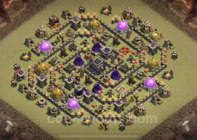 Best TH9 War Base 2023 - Anti Air & Hybrid Defense Link #19438