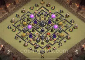 Best Anti 2 Stars TH9 War Base 2023 - Hybrid Defense #19581