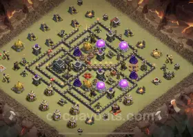 Top Anti 3 Star TH9 War Base | Clash of Clans Hybrid Defense #19585