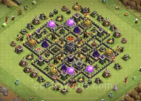 TH9 Farming Base Design: Anti 3 Stars Hybrid Layout #19595