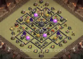 Top Anti 2 Stars TH9 War Base with Link – Clash of Clans #19604