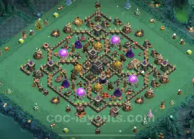 Best Anti 3 Stars TH9 Hybrid Base with Link - COC #19638