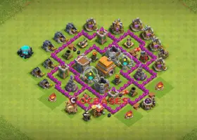 Town Hall 6 Hybrid Base: Anti 3 Star for Farming & War #19894