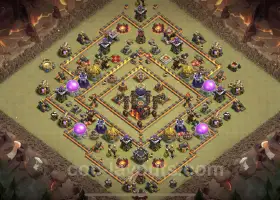 Top Anti 2 Stars TH10 War Base with Link - Clash of Clans #19915