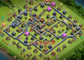 Best Town Hall 14 Trophy Base: Compact Anti-Ground Layout #20001