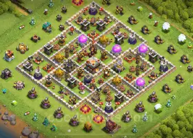 Top Hybrid TH11 Base Copy with Max Levels 2025 - COC #20079