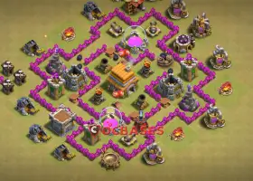 Town Hall 6 War Base: Symmetric Anti 3 Star Design #20091