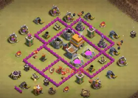 Town Hall 6 War Base: Symmetric Anti-3 Stars Layout #20137