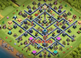 Top Town Hall 13 Base: Symmetric & Anti 3 Star Design #20187