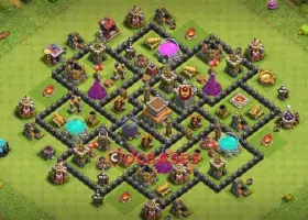 Optimized Town Hall 8 Hybrid Base: Anti 3 Star & Farming #20262