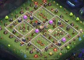 Top Hybrid TH11 Base Copy with Max Levels & Link - COC #20329