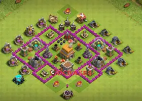 Top Town Hall 6 Hybrid Base: Compact Anti-2 Star Design #20343