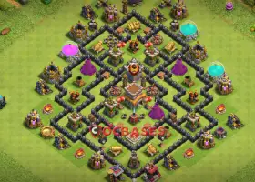 Town Hall 8 Hybrid Base: Anti 3 Star & Trophy Defense #20490