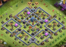 TH12 Farming Base: Anti 3 Stars Hybrid Layout - COC Link #20742