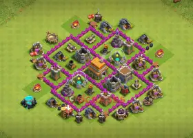 TH6 Hybrid Base: Compact Anti-2 Star Design for Clash of Clans #20775