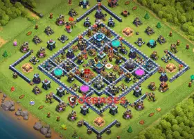 Town Hall 13 Trophy Base: Anti 3 Stars, Symmetric Design #20936