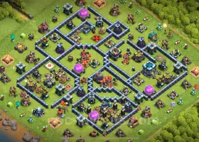 Best TH13 Trophy Base Link - Clash of Clans Hybrid Defense #21010