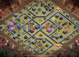 Best Anti 2 Stars TH13 War Base - Hybrid & Link #21060